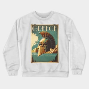 Greece Spartan Helmet Vintage Travel Art Poster Crewneck Sweatshirt